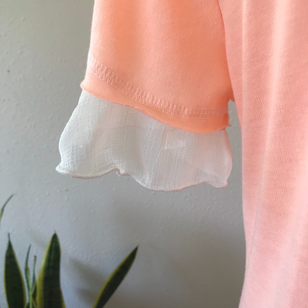 Easel Ruffle Hem Hooded Orange Tunic Top - Picture 4 of 6